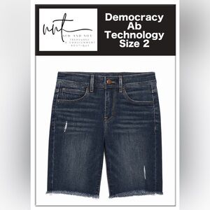 Democracy AB Technology Denim Bermuda Shorts Distressed Raw Hem Cut-Off Size 2